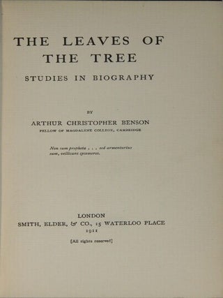 The leaves of the tree: studies in biography