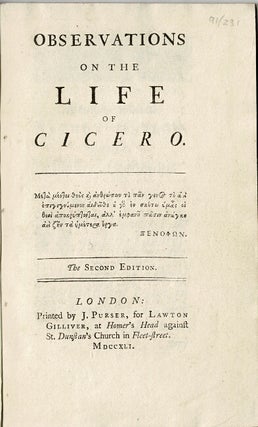 Item #47537 Observations on the life of Cicero ... The second edition. George Lyttleton