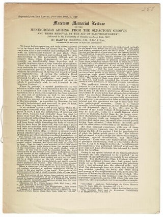 Item #47616 Meningiomas arising from the olfactory groove and their removal by the aid of...