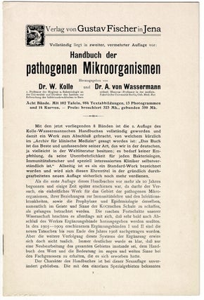 Item #47832 Vollstandig liegt in zweiter, vermehrter Auflage vor: Handbuch der pathogenen...