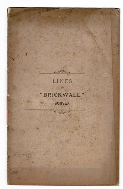 Item #47984 Lines to "Brickwall," Sussex [cover title]. M. R. W.