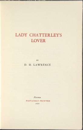 Item #47997 Lady Chatterley's lover. D. H. Lawrence