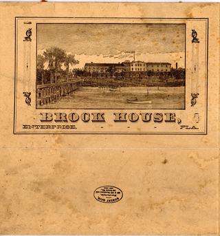 Item #48157 Folding carboard lunch box, titled "Brock House, Enterprise, Fla." on one side, and...