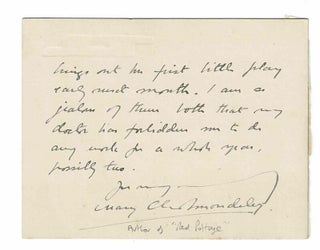 Two-page autograph letter (on card) signed, addressed to “Mr. Baring”, i.e. Maurice Baring (1874-1945), poet and author
