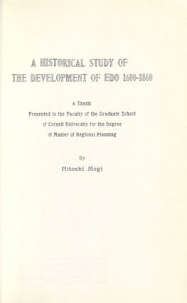 A historical study of the development of Edo 1600-1860