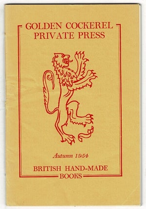 Item #48458 Golden Cockerel Private Press. Autumn 1954. British hand-made books