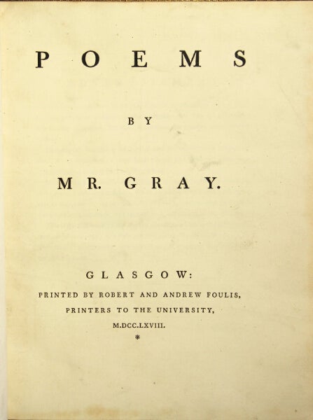 Item #48693 Poems by Mr. Gray. Thomas Gray.