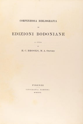 Compendiosa bibliografia de edizioni Bodoniane