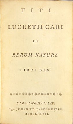 Item #48793 Titi Lucretii Cari de rerum natura libri sex. Titus Lucretius Carus
