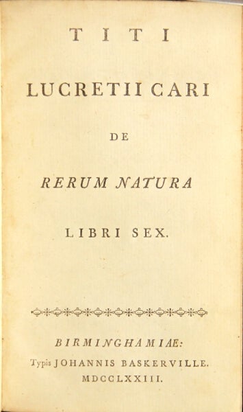 Item #48793 Titi Lucretii Cari de rerum natura libri sex. Titus Lucretius Carus.