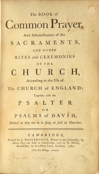 Item #48821 The Book of Common Prayer and the administration of the sacraments ... together with the Psalter. Church of England.