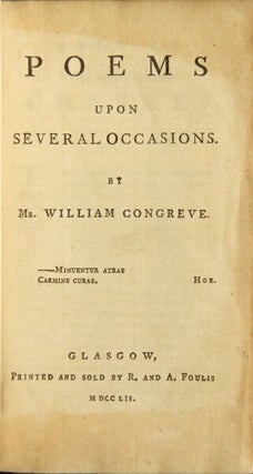 Item #48917 Poems upon several occasions. William Congreve