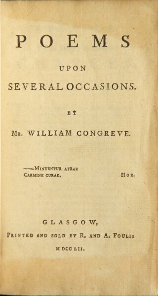 Item #48917 Poems upon several occasions. William Congreve.