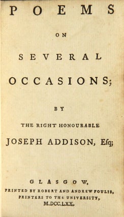 Item #48925 Poems on several occasions. Joseph Addison