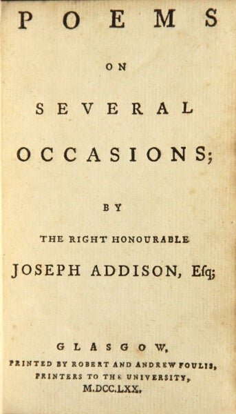 Item #48925 Poems on several occasions. Joseph Addison.