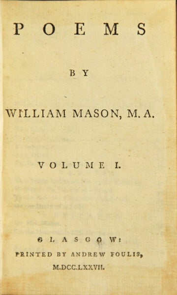 Item #48952 Poems. William Mason.