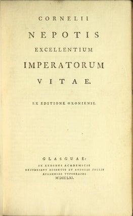 Item #48964 Cornelii Nepotis excellentium imperatorum vitae. Ex editione Oxoniensi. Cornelius Nepos