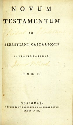 Item #48966 Novum testamentum ex Sebastiani Castalionis interpretatione. Sebastian Castellio