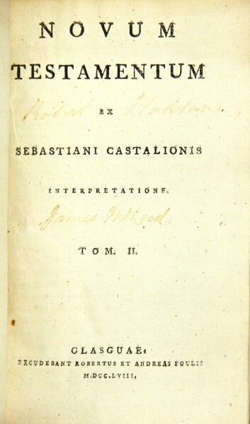 Item #48966 Novum testamentum ex Sebastiani Castalionis interpretatione. Sebastian Castellio.