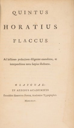 Quintus Horatius Flaccus ad lectiones probatiores diligenter emendatus, et interpunctione nova saepius illustratus