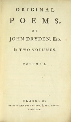 Item #49066 Original poems... in two volumes. John Dryden