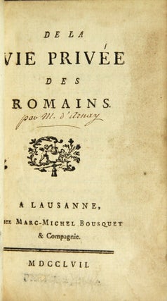 Item #49097 De la vie privée des Romains. Jean Rodolphe d' Arnay