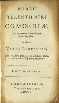 Item #49103 Publii Terentii Afri Comoediæ ad optimorum exemplarium fidem recensitæ. Accesserunt...