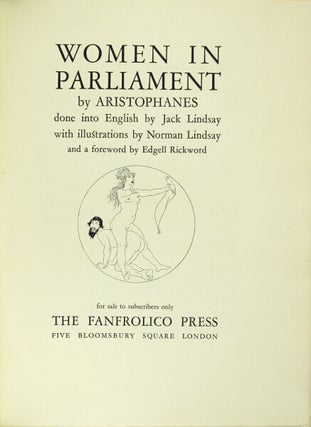 Item #49231 Women in parliament... done into English by Jack Lindsay with illustrations by Norman...
