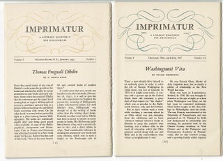 Item #49304 Imprimatur. A literary quarterly for bibliophiles. Lloyd Emerson Siberell, publisher
