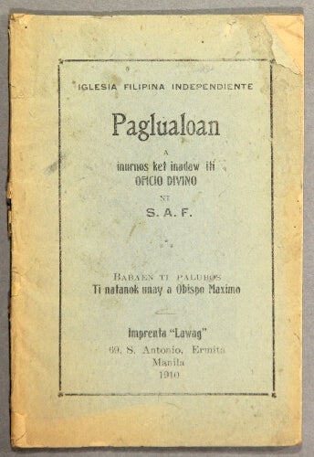 Item #49609 Paglualoan a inurnos ket inadaw iti Oficio divino ni S. A. F. Iglesia Filipina Independiente.