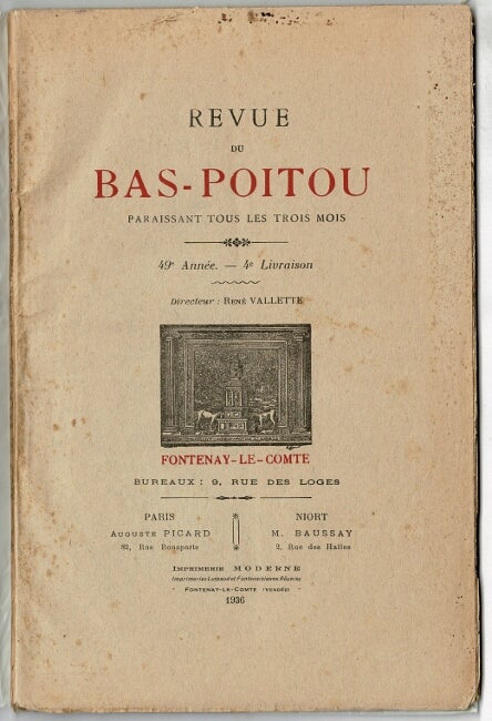 Item #49662 Revue du Bas-Poitou