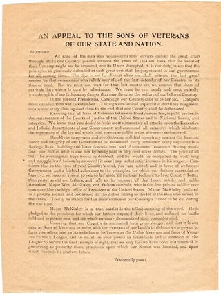 Item #49920 An appeal to the sons of veterans of our state and nation