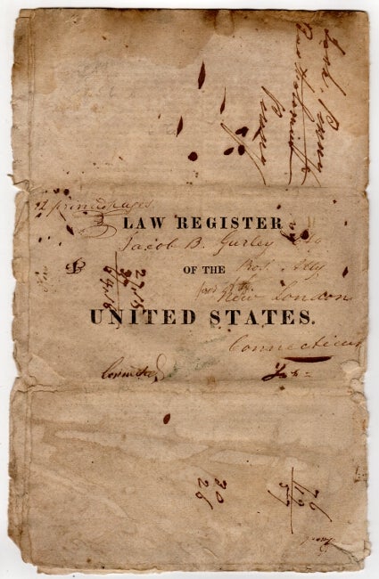 Item #50165 N. Jersey, Burlington, Nov. 23, 1822. Annual, Law Register of the United States. Vols. 3d. & 4th. for 1821,2. The editor informs the publick, that two volumes of this annual work, will soon be published. William Griffith.