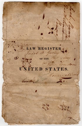 N. Jersey, Burlington, Nov. 23, 1822. Annual, Law Register of the United States. Vols. 3d. & 4th. for 1821,2. The editor informs the publick, that two volumes of this annual work, will soon be published