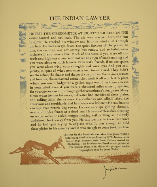 Item #50616 The Indian lawyer. James Welch.