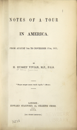 Notes of a tour in America. From August 7th to November 17th, 1877