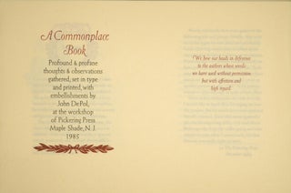 Item #50768 A commonplace book: profound & profane thoughts & observations. John Anderson
