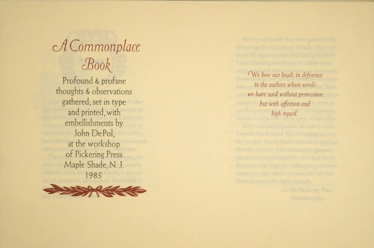 Item #50768 A commonplace book: profound & profane thoughts & observations. John Anderson.