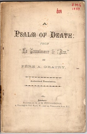 Item #50804 A psalm of death: from "La Connaissance de l'Ame" ... Authorized translation....