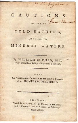 Item #50805 Cautions concerning cold bathing, and drinking the mineral waters ... being an...