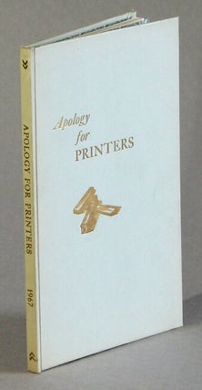 Item #51553 Apology for printers. Including: On the Providence of God in the government of the...