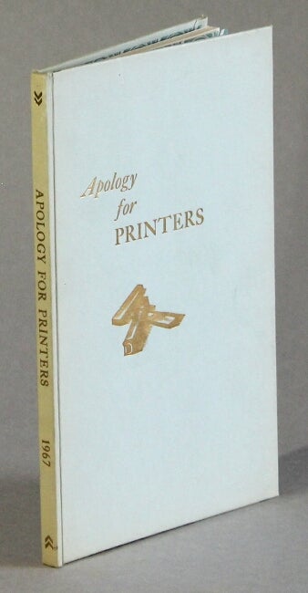 Item #51553 Apology for printers. Including: On the Providence of God in the government of the world. Benjamin Franklin.