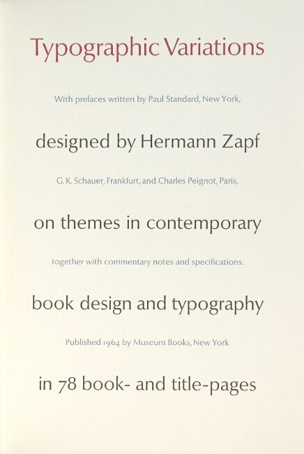 Typographic variations designed by Hermann Zapf on themes in