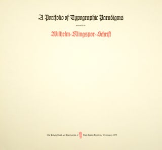 A portfolio of typographic paradigms primarily in Wilhelm-Klingspor Schrift