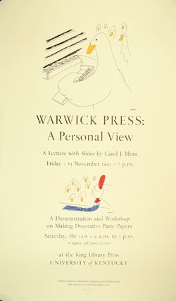 Item #52004 Warwick Press: a personal view. A lecture with slides ... A demonstration and...