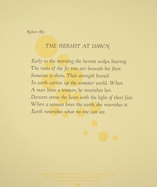 Item #52045 The hermit at dawn. Robert Bly