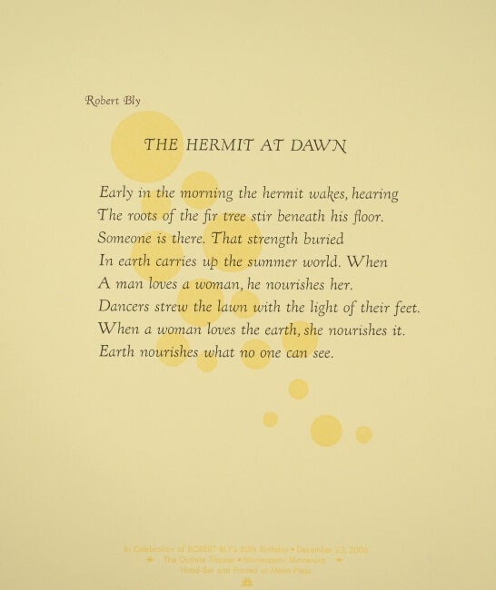 Item #52045 The hermit at dawn. Robert Bly.