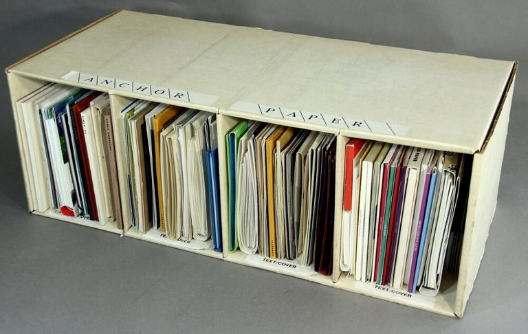 Item #52051 A collection of approximately 65 paper sample books in a custom cardboard Anchor Paper Company bookshelf