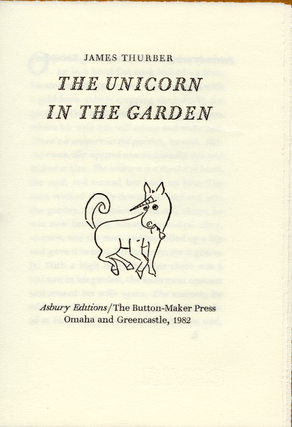 Item #52062 The unicorn in the garden. James Thurber