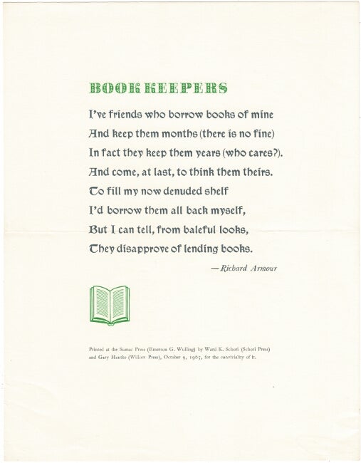Item #52297 Book keepers. Richard Armour.